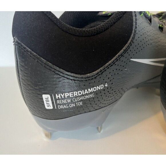 Nike Softball Cleats Women's Hyperdiamond 4 Pro Molded BLACK | WHITE | GRAY SZ 7 - Picture 4 of 6